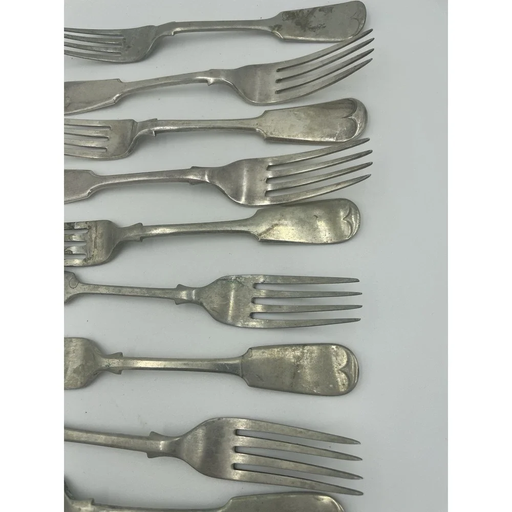 Vtg Silvera Nevada Silver Fiddle Tipped Pattern Lot of‎ 13  Silverplate Forks